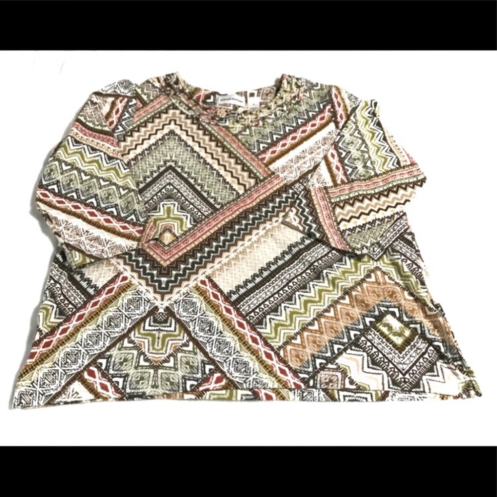 Alfred Dunner Aztec Beaded Collar Blouse XL